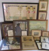 Large collection of pictures and a printed mirror