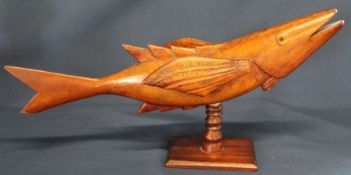 Pitcairn Island carved hard wood fish, one fin stamped 
