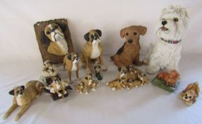 Collection of Leonardo Boxer dog ornaments, hand painted Toby West Highland terrier (tail damaged) -