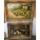 Pair of large modern oil on canvas paintings of chickens in farm yards signed Hemming in - Image 1 of 4