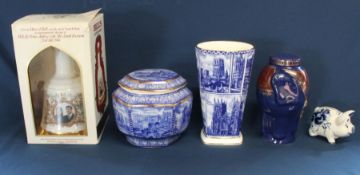 Bell's Whisky commemorative decanter in original box (with contents), Rington's Landmarks vase &