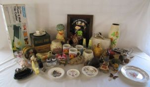 Mixed selection of items includes tile cutter, brown fish jug, new Russell Hobbs coffee cups and