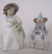 Lladro 'Happiness' #6685 and 'Ragamuffin' clown shelf sitter #1500