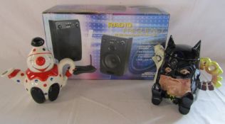 Price Kensington Potteries Clown teapot, Staffordshire Fine Ceramics 'Batman' teapot and Addicon