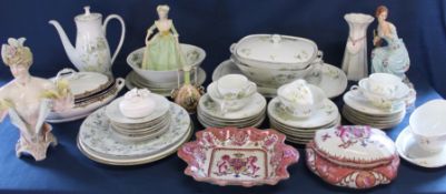 Bavarian Franconia part dinner service, Myott lidded tureen, Franklin Mint & Capodimonte figurines