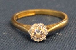 18ct gold platinum diamond solitaire ring 0.25ct size M 2.7g