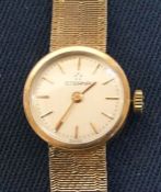 Ladies 9ct gold Eterna wristwatch with bracelet strap (inscription to back) weight without