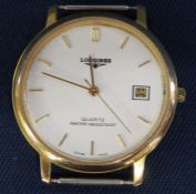 18k gold plated Longines quartz wristwatch (no strap)