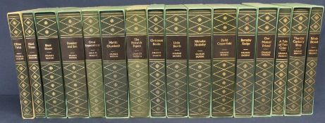 16 volumes by Charles Dickens published by the London Folio Society London 1987, each in a green