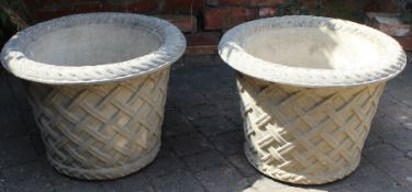 Pair of Haddonstone Elizabethan jardinieres 65cm dia 44cm high
