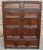 Carved oak cupboard / hall robe dated 1701 129.5cm wide x 170.5cm high x 50cm deep