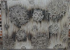 Large multi media abstract oil on canvas by Adam Hart (A H Arts) 'Alliums' 150cm by 110cm