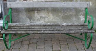 Wrought iron & wood garden bench L 167cm