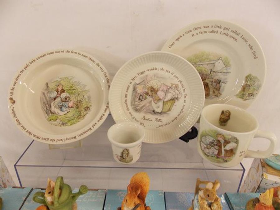 Border Fine Arts Beatrix Potter figures and Wedgwood breakfast pots also a Queen's Tiggywinkle mug - Image 8 of 8
