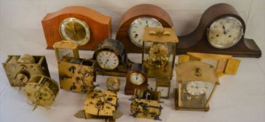 Various mantel clocks & clock parts (2 boxes)