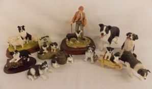 Leonardo Collection Border Collie figurines including Border Collie with lamb and sheep dog trials