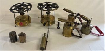 2 paraffin stoves, including Monitor and Twigg, 3 blow lamps including Express, two canisters and