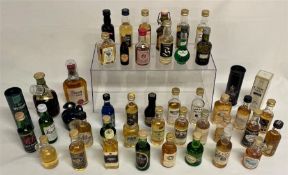 Selection of approximately 45 miniatures including Guinness, Blue Curacaoa and a quantity of