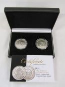 1937 King George VI Coronation year pair of 925 sterling silver crowns
