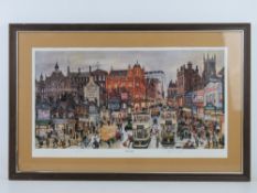 George Cunningham; signed limited edition print 'Attercliffe', being a Sheffield street scene,