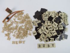 A quantity of vintage English (Latin) Alphabet upper case letters, approx 101 items.