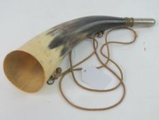 End of drive horn - a shooting cow horn and nickel (with brass collar) Horn to signal the end of a