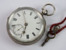 A Chester silver hallmarked pocket watch, key wind (with key), movement numbered 54316,