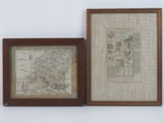 Antique maps ( 1 x Welsh Strip map) - John ( Jean) Rocque after Thomas Read a county map of