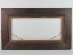 C. 1900 oak frame with reeded decoration and integeral gilt slip, a wide frame ( 4 1/2 in/ 11.