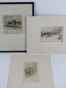 Arthur Leonard Cherry (1884-1947) 3 x signed drypoint etchings ' Tower of London ,