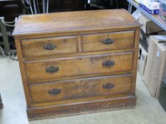 An Edwardian chest of two short over three long drawers, a/f, raised over plinth base,
