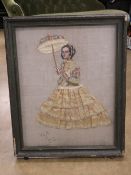 A large framed depiction of a Georgian fine lady.