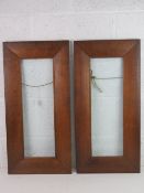 Pair of early XX / Art Nouveau oak frames - a pair of glazed wide framed tall narrow oak frames,