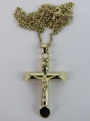 A crucifix on chain, stamped 925 throughout, pendant 4cm inc bale.