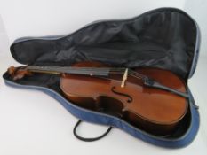 A contemporary Stentor Student I 1/4 cello, approx 98cm total length, with bag.