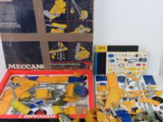 A quantity of assorted Meccano parts, in associated box.