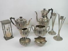 A silver plated four-piece tea service.