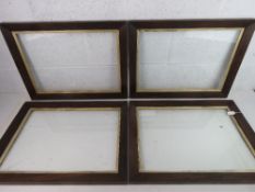 Set 4 Georgian Rosewood Frames - four Rosewood frames with silver gilt coloured slips and glazed,