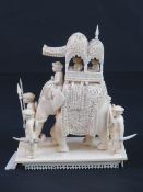 A finely carved and detailed mid 19th century ivory model of an Indian Elephant,