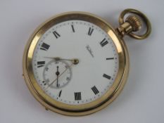 A gold plated Waltham pocket watch, top wind, Star case,