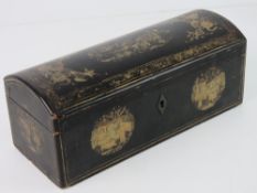 A Chinese export lacquer rectangular scroll or fan box, mid-19th century,