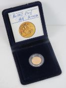 A 1982 22ct gold Proof Half Sovereign in presentation box with certificate, 4g.