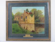 Oil on board 'Scotney Castle' by Elsie Treadgold parlourmaid to the family of Mrs Evelyn Wright.