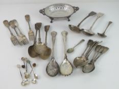 A quantity of silver plated cutlery inc pair of short ladles, trio of serving spoons, salad servers,