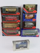 A quantity of Exclusive First Editions scale model buses and commercial vehicles. Nine items.