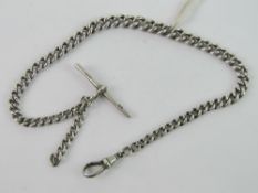 Hallmarked Silver Watch Chain - a graduated Curb Link watch chain 28.5 gms , 12 1/2 / 31.
