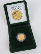 A 1980 22ct gold Proof Sovereign in presentation box with certificate, 8g.