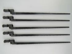 Five Mosin bayonets.