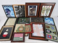 A quantity of assorted framed items, inc letters, high ranking German pictures, Hitler Stamps,