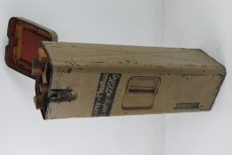 A WWII German Afrika Korp 5cm Pak shell transit case with internals.